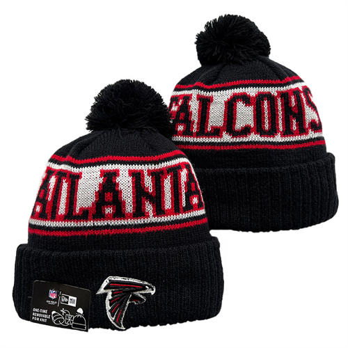 NFL Atlanta Falcons black white red sideline Cuffed Pom Knit Hat YD2503212 (5)