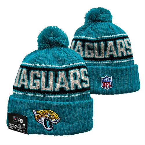 NFL Jacksonville Jaguars teal black white Cuffed Pom Knit Hat YD2503212 (5)