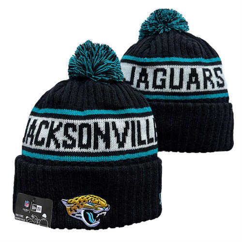 NFL Jacksonville Jaguars Black White Teal Cuffed Pom Knit Hat YD2503212 (8)