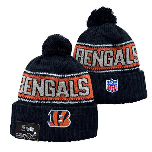 NFL Cincinnati Bengals black orange white Cuffed Pom Knit Hat YD2503212 (2)