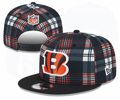 NFL Cincinnati Bengals black grid Snapback Hat YD2503211 (1)