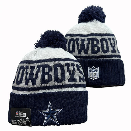 NFL Dallas Cowboys navy gray cream Cuffed Pom Knit Hat YD2503212 (5)
