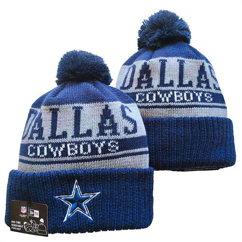 NFL Dallas Cowboys Blue white Cuffed Pom Knit Hat YD2503212 (12)