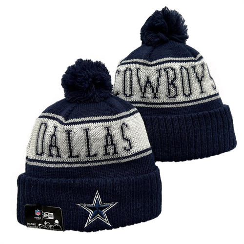 NFL Dallas Cowboys navy white Cuffed Pom Knit Hat YD2503212 (14)