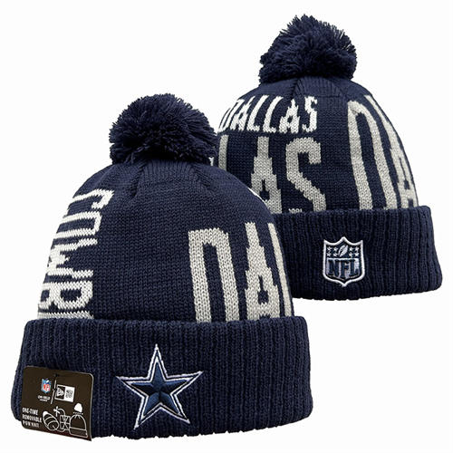NFL Dallas Cowboys navy white Cuffed Pom Knit Hat YD2503212 (18)