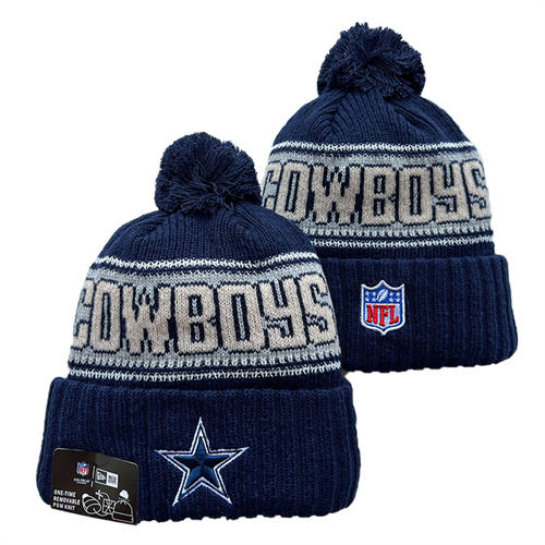 NFL Dallas Cowboys embroidered navy gray cream Cuffed Pom Knit Hat YD2503212 (6)