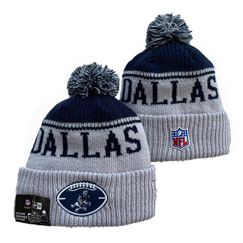 NFL Dallas Cowboys gray navy Cuffed Pom Knit Hat YD2503212 (2)