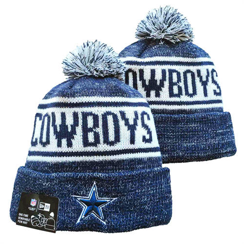 NFL Dallas Cowboys navy white multi-coloured Cuffed Pom Knit Hat YD2503212 (8)
