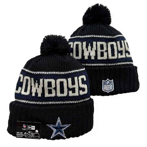 NFL Dallas Cowboys navy cream Cuffed Pom Knit Hat YD2503212 (4)