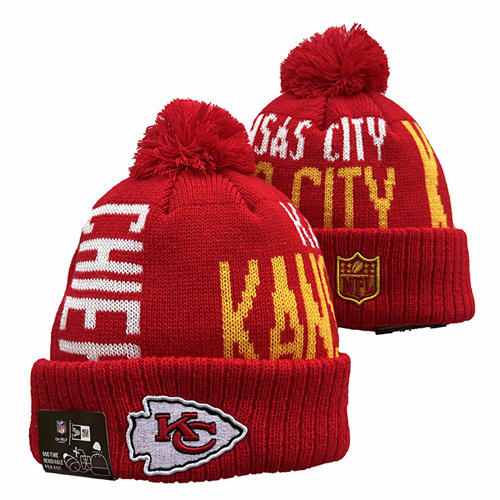 NFL Kansas City Chiefs red throwback Cuffed Pom Knit Hat YD2503212 (17)