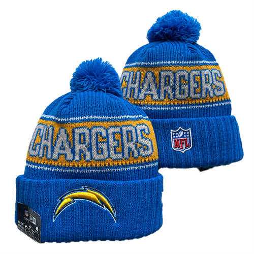 NFL Los Angeles Chargers Royal Gold White  Cuffed Pom Knit Hat YD2503212 (2)