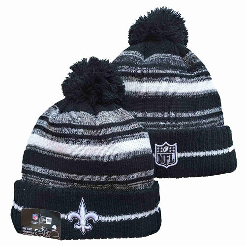 NFL New Orleans Saints black white Cuffed Pom Knit Hat YD2503212 (8)
