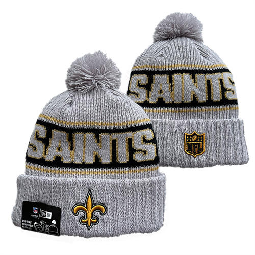 NFL New Orleans Saints gray black gold Cuffed Pom Knit Hat YD2503212 (3)