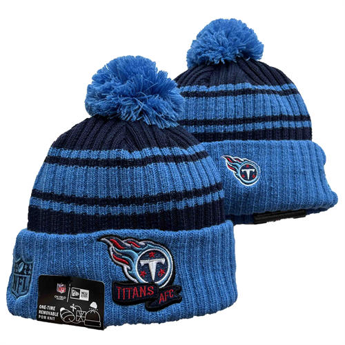 NFL Tennessee Titans Royal navy Cuffed Pom Knit Hat YD2503212 (2)