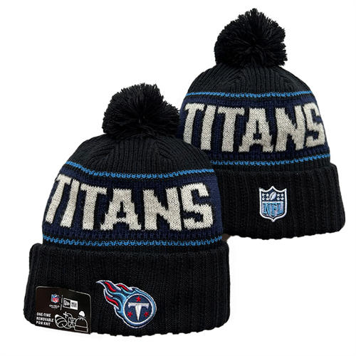 NFL Tennessee Titans navy cream Cuffed Pom Knit Hat YD2503212 (3)