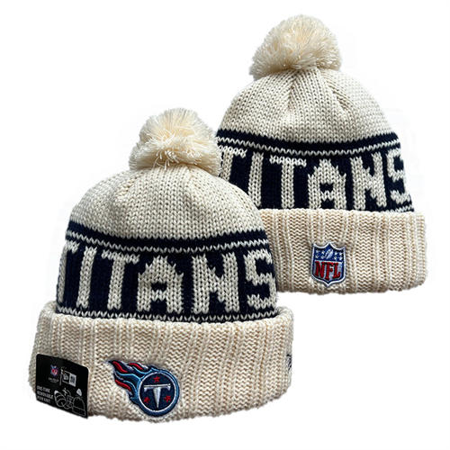 NFL Tennessee Titans cream navy Cuffed Pom Knit Hat YD2503212 (12)