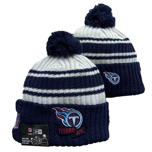NFL Tennessee Titans Navy Cream AFC Cuffed Pom Knit Hat YD2503212 (1)