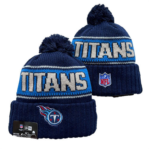 NFL Tennessee Titans navy blue cream Cuffed Pom Knit Hat YD2503212 (10)