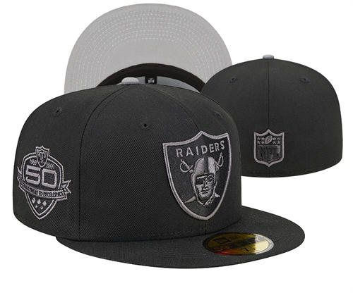 NFL Las Vegas Raiders black gray 50TH  Anniversary embroidered Fitted Hat YD2503211 (15)