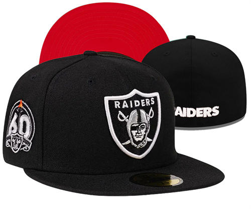 NFL Las Vegas Raiders black red 60TH  Anniversary Fitted Hat YD2503211 (23)