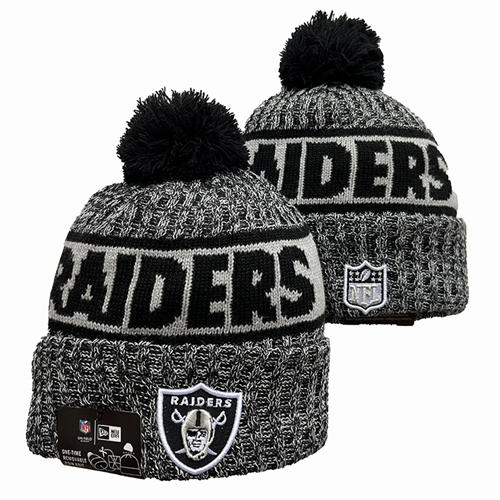 NFL Las Vegas Raiders smokey black Cuffed Pom Knit Hat YD2503212 (2)