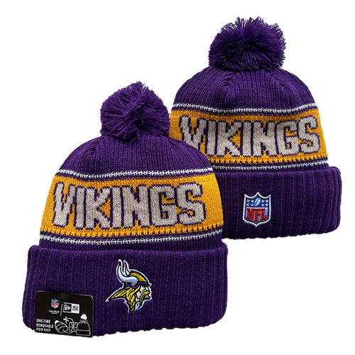 NFL Minnesota Vikings Purple gold Cuffed Pom Knit Hat YD2503212 (3)