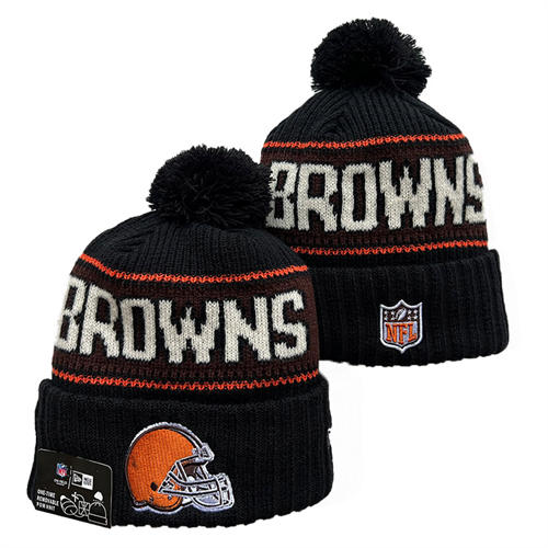 NFL Cleveland Browns Brown White navy Cuffed Pom Knit Hat YD2503212 (4)