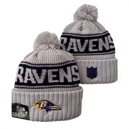 NFL Baltimore Ravens Cream black Cuffed Pom embroidered Knit Hat YD2503212 (9)
