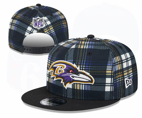 NFL Baltimore Ravens Black Grid Snapback Hat YD2503211 (2)