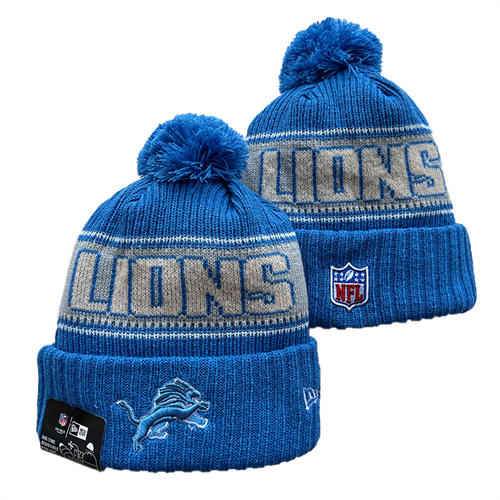 NFL Detroit Lions embroidered Blue Gray Cuffed Pom Knit Hat YD2503212 (18)