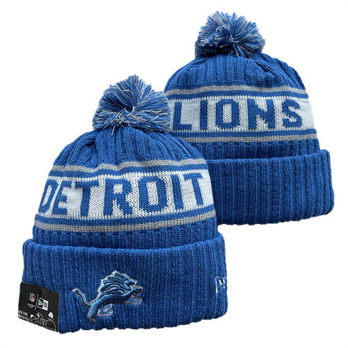 NFL Detroit Lions Blue White Cuffed Pom Knit Hat YD2503212 (9)