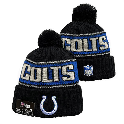 NFL Indianapolis Colts Black Royal Cuffed Pom Knit Hat YD2503212 (5)