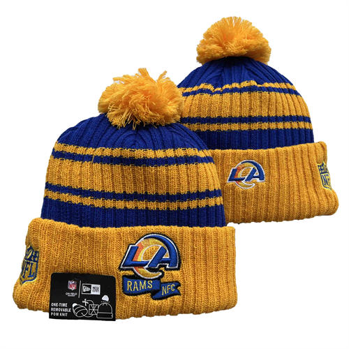 NFL Los Angeles Rams Yellow Royal Cuffed Pom Knit Hat YD2503212 (8)