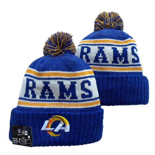 NFL Los Angeles Rams royal white with colorful Cuffed Pom Knit Hat YD2503212 (6)