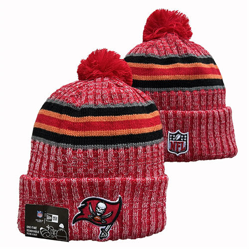 NFL Tampa Bay Buccaneers red Primary Logo  Cuffed Pom Knit Hat YD2503212 (14)
