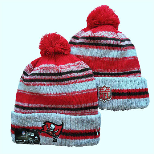 NFL Tampa Bay Buccaneers Red gray with black stip Cuffed Pom Knit Hat YD2503212 (8)