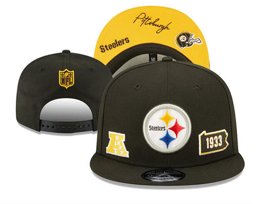 NFL Pittsburgh Steelers Black Yellow 1933  Anniversary Snapback Hat YD2503211 (1)