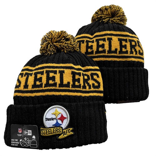 NFL Pittsburgh Steelers Black yellow with colorful Cuffed Pom Knit Hat YD2503212 (9)