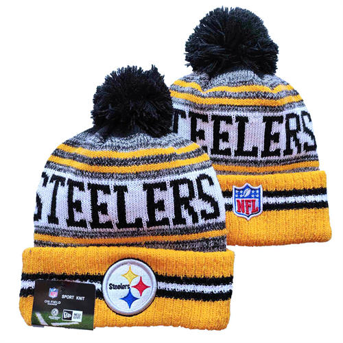 NFL Pittsburgh Steelers Yellow White Black Cuffed Pom embroidered Knit Hat YD2503212 (15)