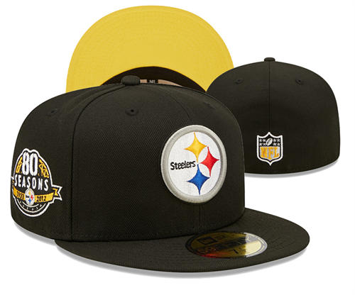 NFL Pittsburgh Steelers black Yellow 80TH Anniversary Snapback Hat YD2503211 (22)