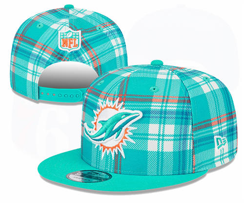 NFL Miami Dolphins aqua grid Snapback Hat YD2503211 (8)
