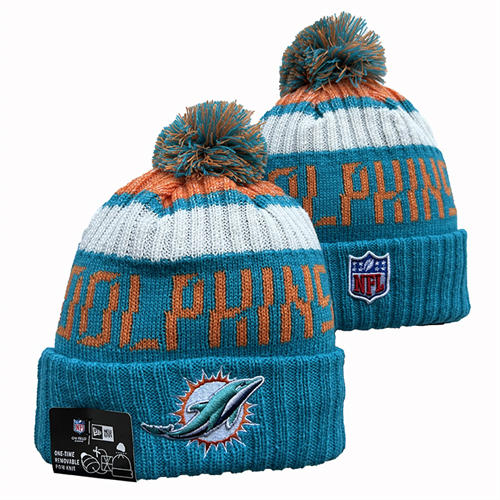 NFL Miami Dolphins Aqua white Orange Cuffed Pom Knit Hat YD2503212 (13)