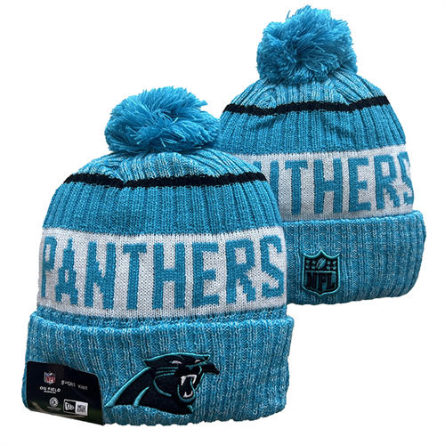 NFL Carolina Panthers blru gray black strip Cuffed Pom Knit Hat YD2503212 (13)