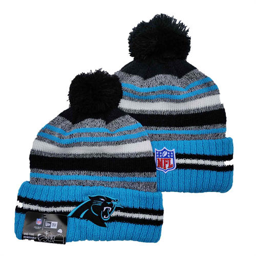 NFL Carolina Panthers Blue Black Gray Cuffed Pom Knit Hat YD2503212 (4)