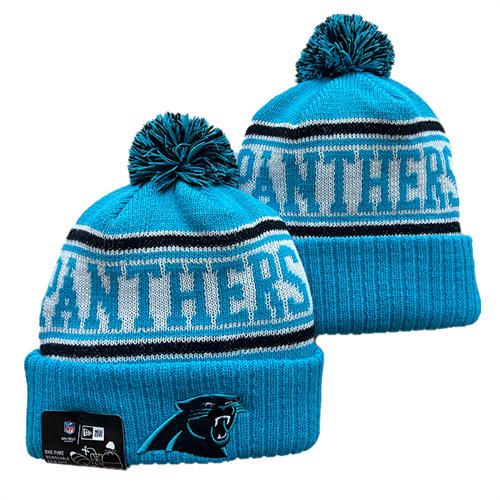 NFL Carolina Panthers Blue white with colorful Cuffed Pom Knit Hat YD2503212 (6)