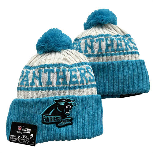 NFL Carolina Panthers blue cream Cuffed Pom embroidered Knit Hat YD2503212 (17)