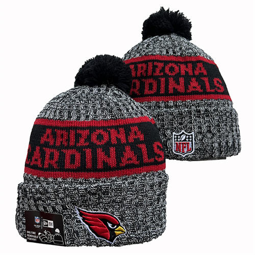 NFL Arizona Cardinals SMOKEY GREY black red Cuffed Pom Knit Hat YD2503212 (12)