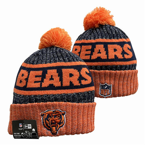 NFL Chicago Bears orange gray Cuffed Pom Knit Hat YD2503212 (15)