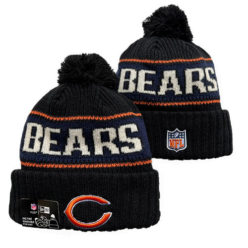 NFL Chicago Bears  Navy cream orange strip Cuffed Pom Knit Hat YD2503212 (4)