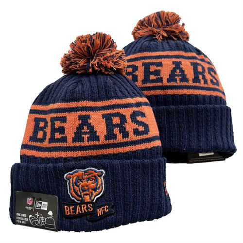 NFL Chicago Bears Navy Orange Cuffed Pom Knit Hat YD2503212 (14)